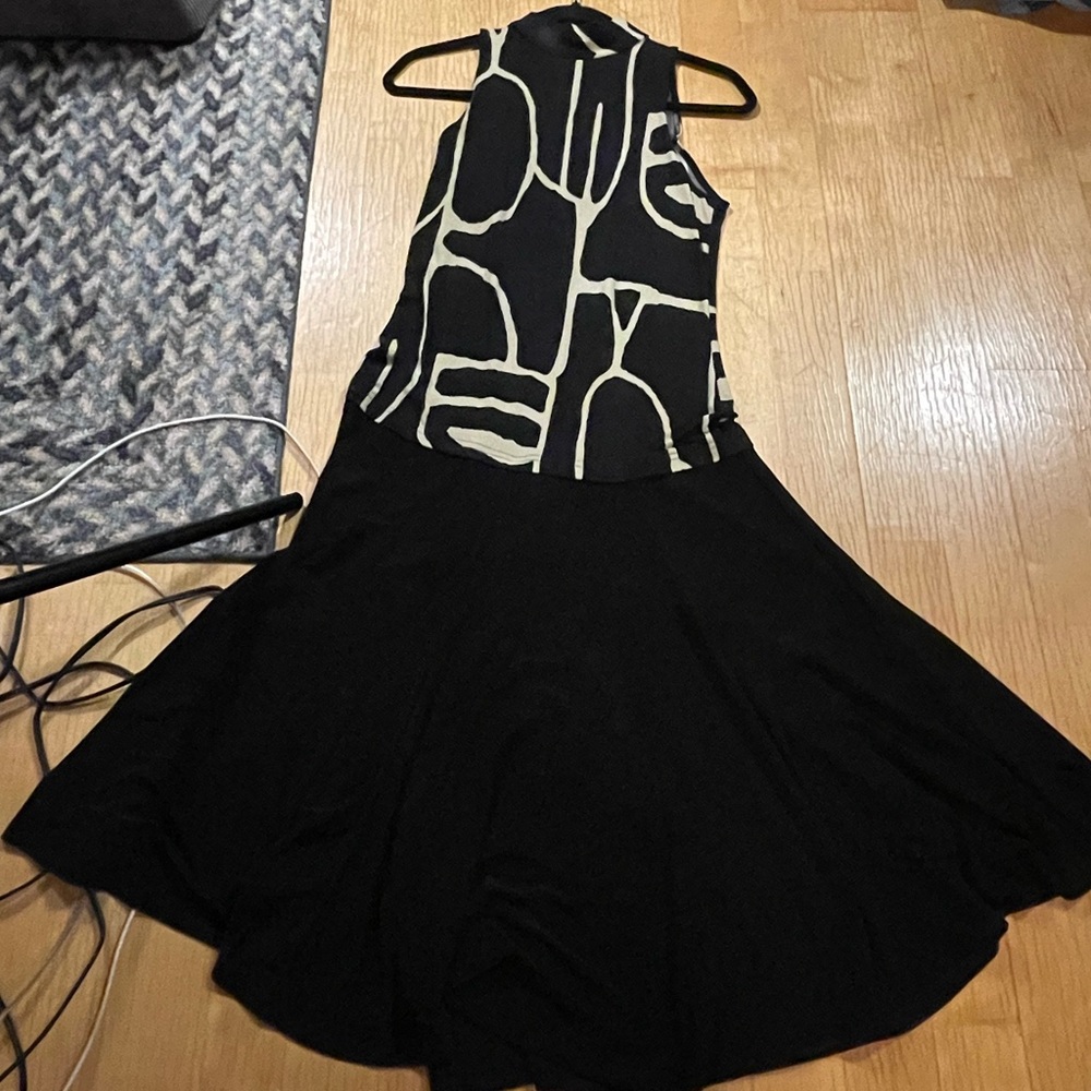 💜 Joseph Ribkoff Black and Brown Fit and Flare Cocktail Dress